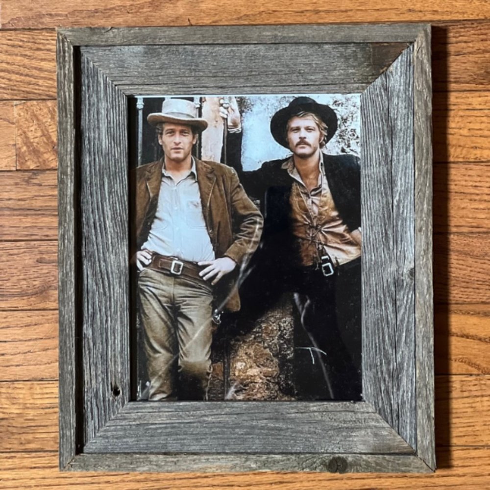 Barnwood Picture Frame, Featuring Butch & Sundance, 8"x10", Raised Edge Frame